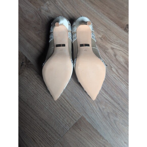 Badgley Mischka Rouge Crystal Embellished Heels Ivory Satin Wedding - Picture 13 of 14